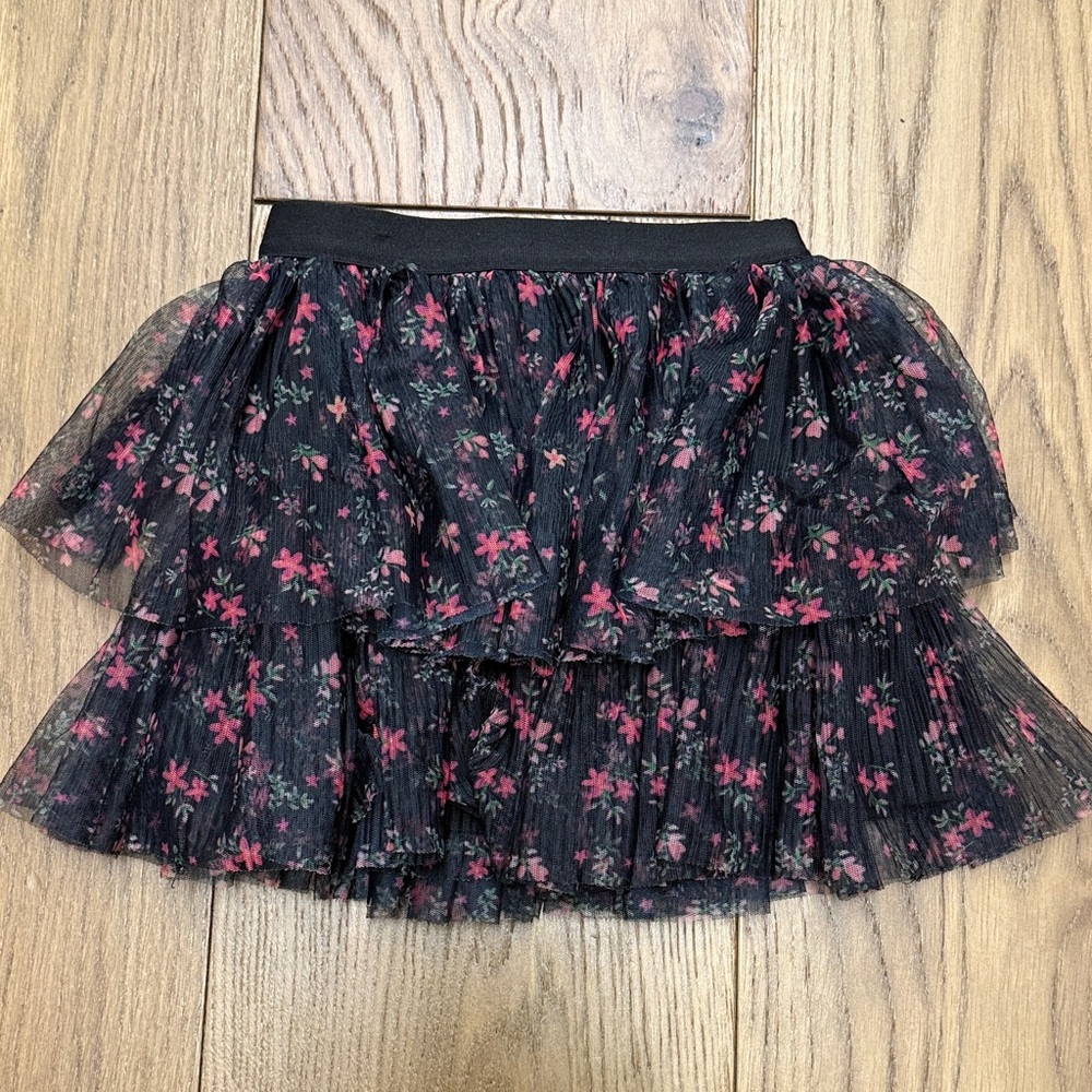 Floral Black and Pink Layered Skirt
